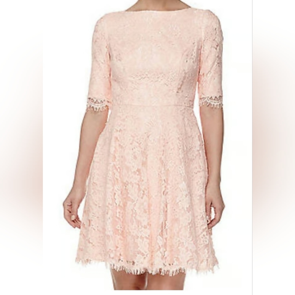 NWT Monique Lhullier Petal Half Sleeve Cocktail Dress Size 8